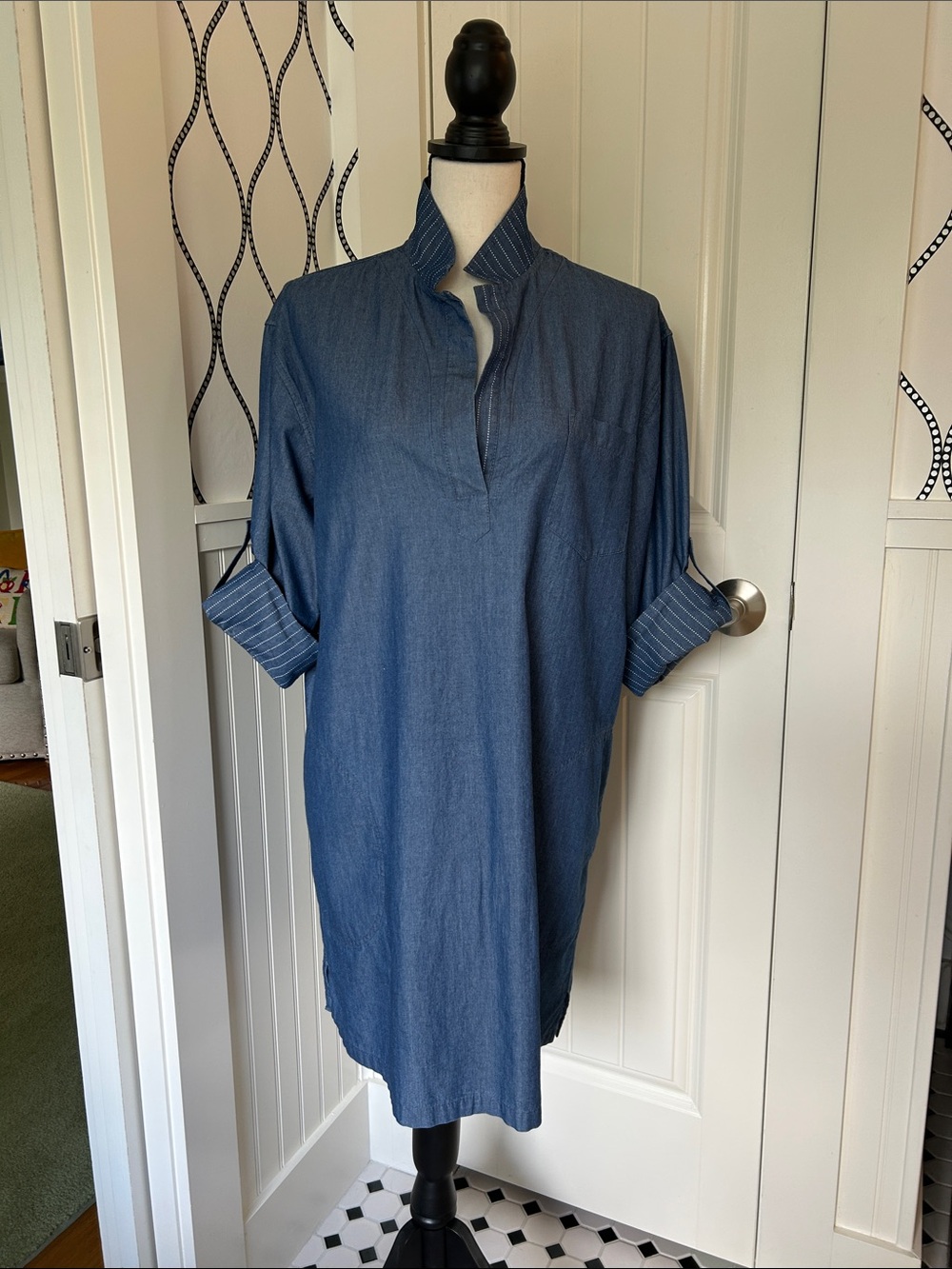 Blue women’s  Chambray Tunic Shirt